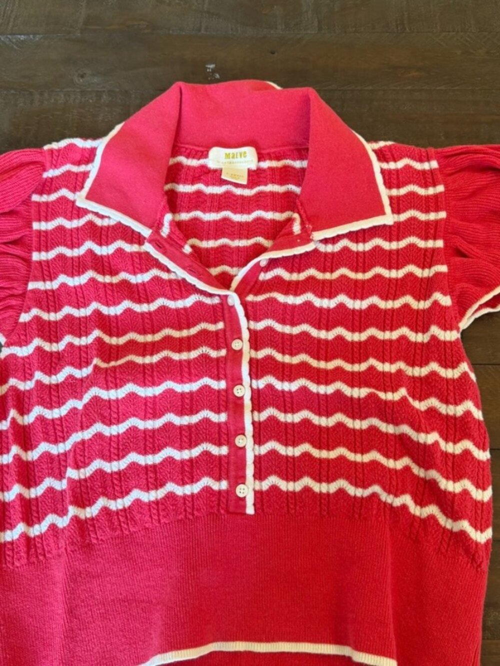 Maeve Anthro Striped Ruffle Polo XS